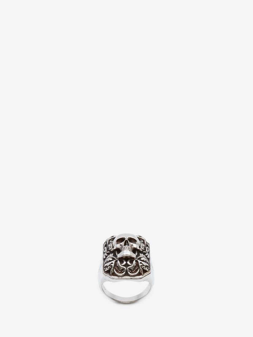 Anillos Alexander McQueen Engraved Skull Hombre - Plateados - Mexico 768-FIYMJL